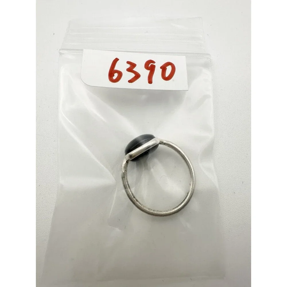 Natural Black Onyx Cushion Shape 925 Sterling Silver Ring Size 3